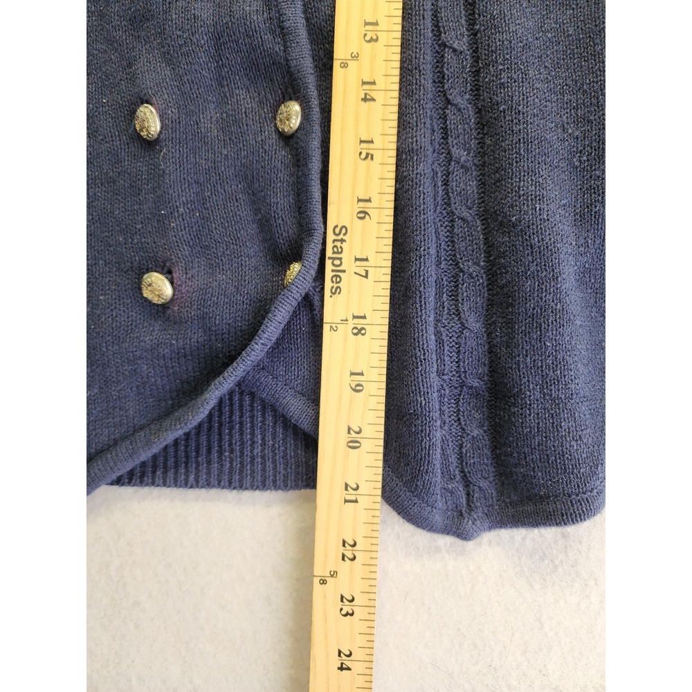 Sag Harbor Womens XL Navy Blue Ramie Cotton Knit Double Breasted Vest 8676 - Picture 5 of 7